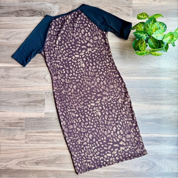 LuLaRoe Leopard Print Midi Bodycon Ranglan Sleeve Casual Work Party Dress Size S - Picture 8 of 8